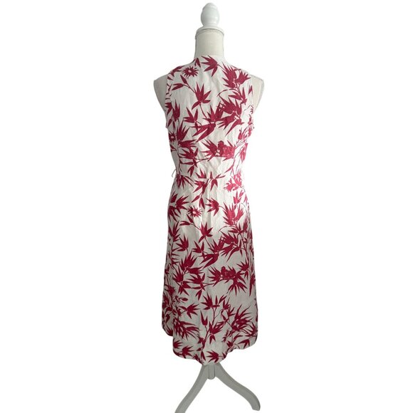 POLO RALPH LAUREN 100% Linen Cream Red Botanical Linen Wrap Dress Size 6 - Picture 6 of 14